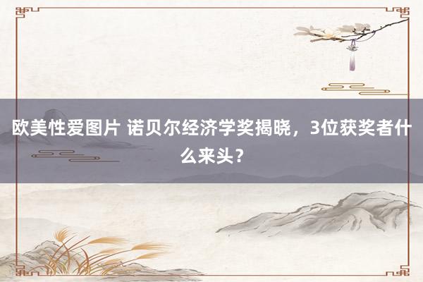 欧美性爱图片 诺贝尔经济学奖揭晓，3位获奖者什么来头？