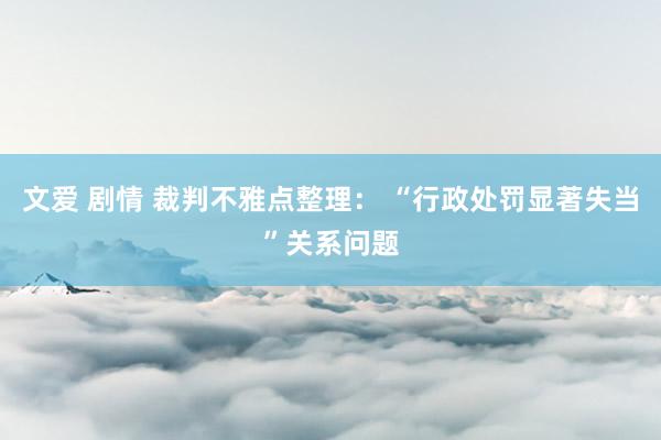文爱 剧情 裁判不雅点整理： “行政处罚显著失当”关系问题