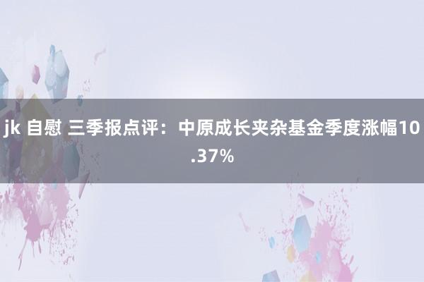 jk 自慰 三季报点评：中原成长夹杂基金季度涨幅10.37%
