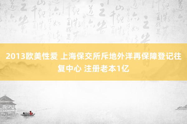2013欧美性爱 上海保交所斥地外洋再保障登记往复中心 注册老本1亿