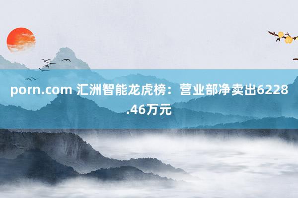 porn.com 汇洲智能龙虎榜：营业部净卖出6228.46万元