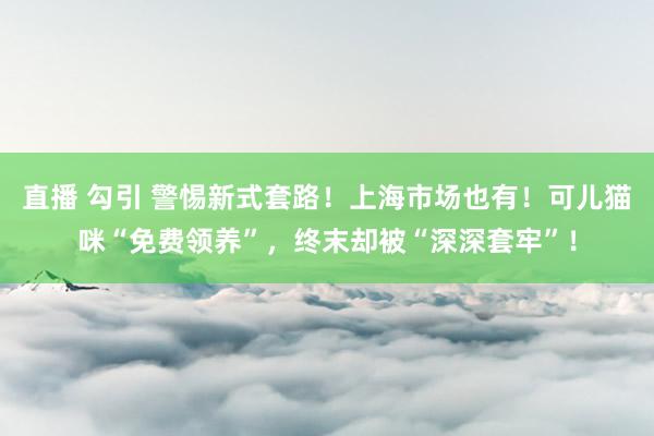直播 勾引 警惕新式套路！上海市场也有！可儿猫咪“免费领养”，终末却被“深深套牢”！