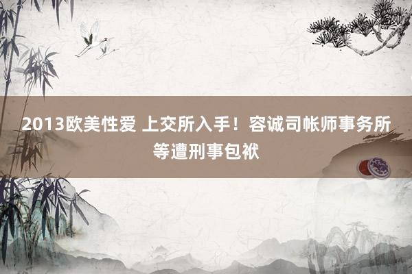 2013欧美性爱 上交所入手！容诚司帐师事务所等遭刑事包袱