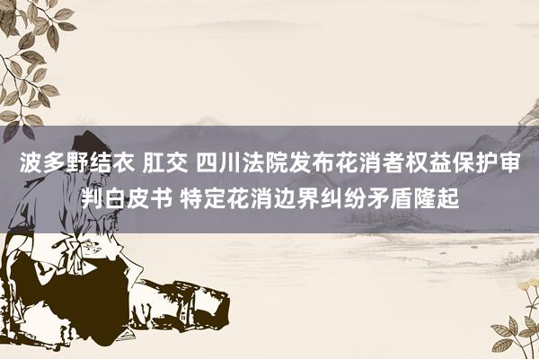 波多野结衣 肛交 四川法院发布花消者权益保护审判白皮书 特定花消边界纠纷矛盾隆起