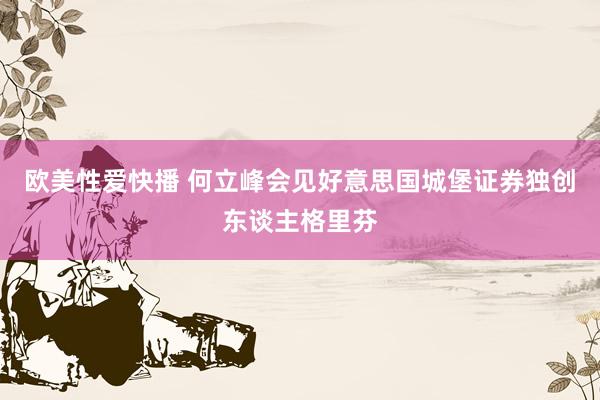 欧美性爱快播 何立峰会见好意思国城堡证券独创东谈主格里芬