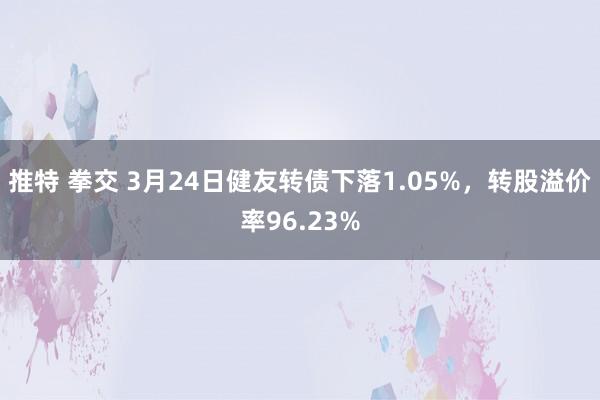 推特 拳交 3月24日健友转债下落1.05%，转股溢价率96.23%