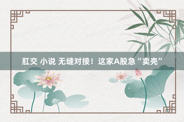 肛交 小说 无缝对接！这家A股急“卖壳”