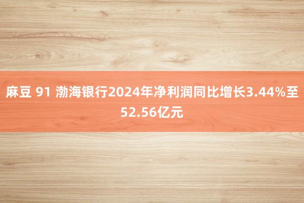 麻豆 91 渤海银行2024年净利润同比增长3.44%至52.56亿元