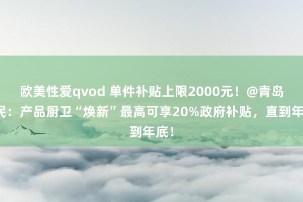 欧美性爱qvod 单件补贴上限2000元！@青岛市民：产品厨卫“焕新”最高可享20%政府补贴，直到年底！