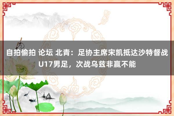 自拍偷拍 论坛 北青：足协主席宋凯抵达沙特督战U17男足，次战乌兹非赢不能