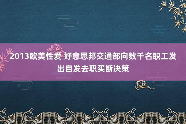 2013欧美性爱 好意思邦交通部向数千名职工发出自发去职买断决策
