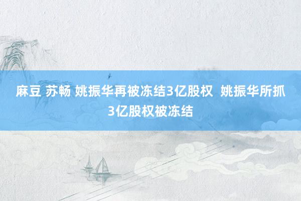 麻豆 苏畅 姚振华再被冻结3亿股权  姚振华所抓3亿股权被冻结