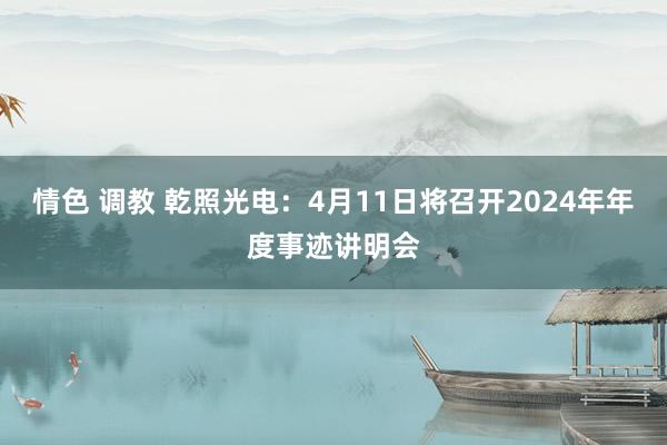 情色 调教 乾照光电：4月11日将召开2024年年度事迹讲明会
