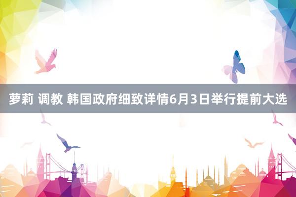 萝莉 调教 韩国政府细致详情6月3日举行提前大选