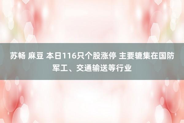苏畅 麻豆 本日116只个股涨停 主要辘集在国防军工、交通输送等行业