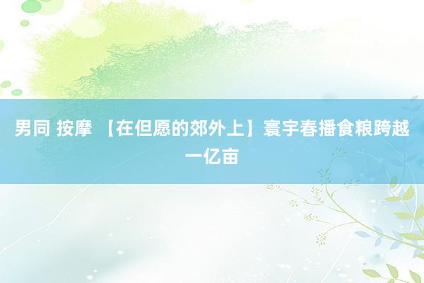 男同 按摩 【在但愿的郊外上】寰宇春播食粮跨越一亿亩