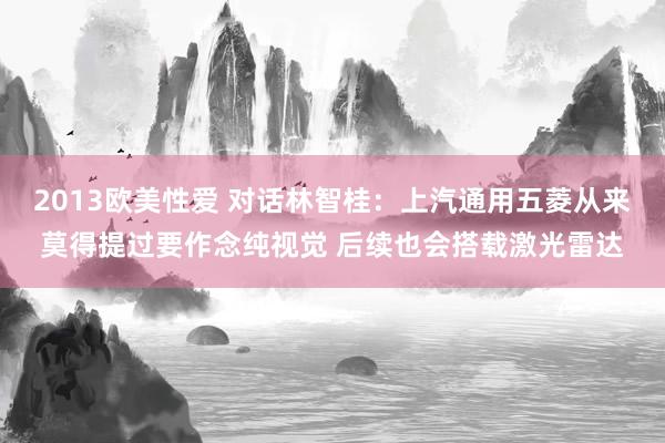 2013欧美性爱 对话林智桂：上汽通用五菱从来莫得提过要作念纯视觉 后续也会搭载激光雷达