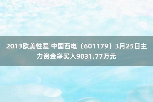 2013欧美性爱 中国西电（601179）3月25日主力资金净买入9031.77万元