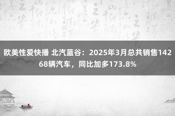 欧美性爱快播 北汽蓝谷：2025年3月总共销售14268辆汽车，同比加多173.8%
