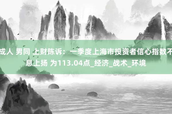 成人 男同 上财陈诉：一季度上海市投资者信心指数不息上扬 为113.04点_经济_战术_环境