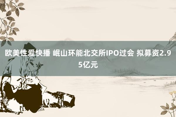 欧美性爱快播 岷山环能北交所IPO过会 拟募资2.95亿元