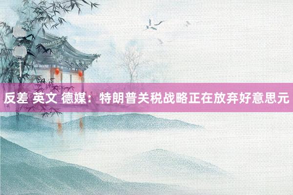 反差 英文 德媒：特朗普关税战略正在放弃好意思元