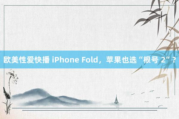 欧美性爱快播 iPhone Fold，苹果也选“根号 2”？