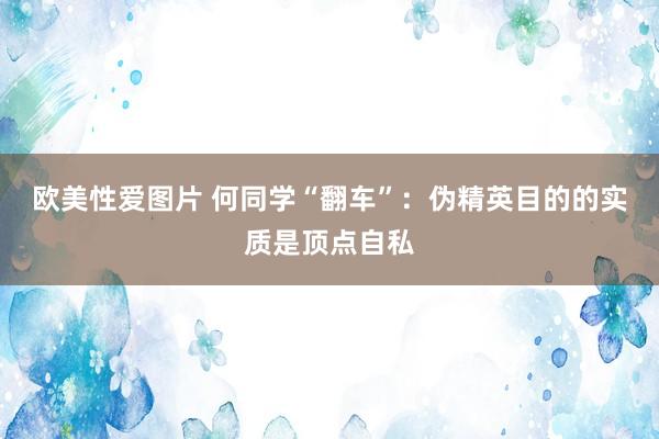 欧美性爱图片 何同学“翻车”：伪精英目的的实质是顶点自私