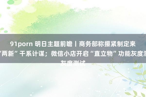 91porn 明日主题前瞻丨商务部称攥紧制定来岁“两新”干系计谋；微信小店开启“直立物”功能灰度测试