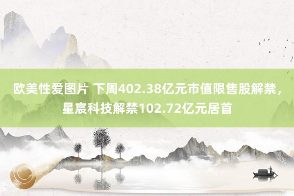 欧美性爱图片 下周402.38亿元市值限售股解禁，星宸科技解禁102.72亿元居首
