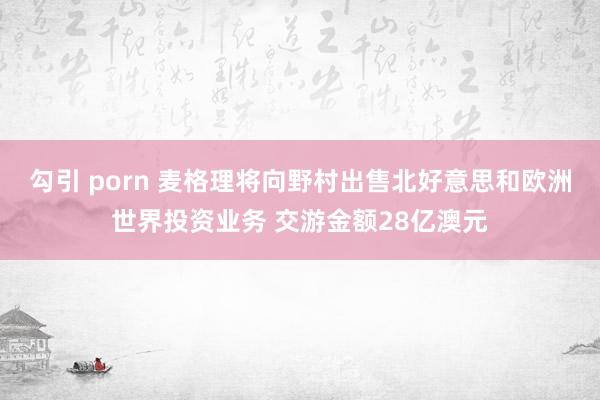 勾引 porn 麦格理将向野村出售北好意思和欧洲世界投资业务 交游金额28亿澳元